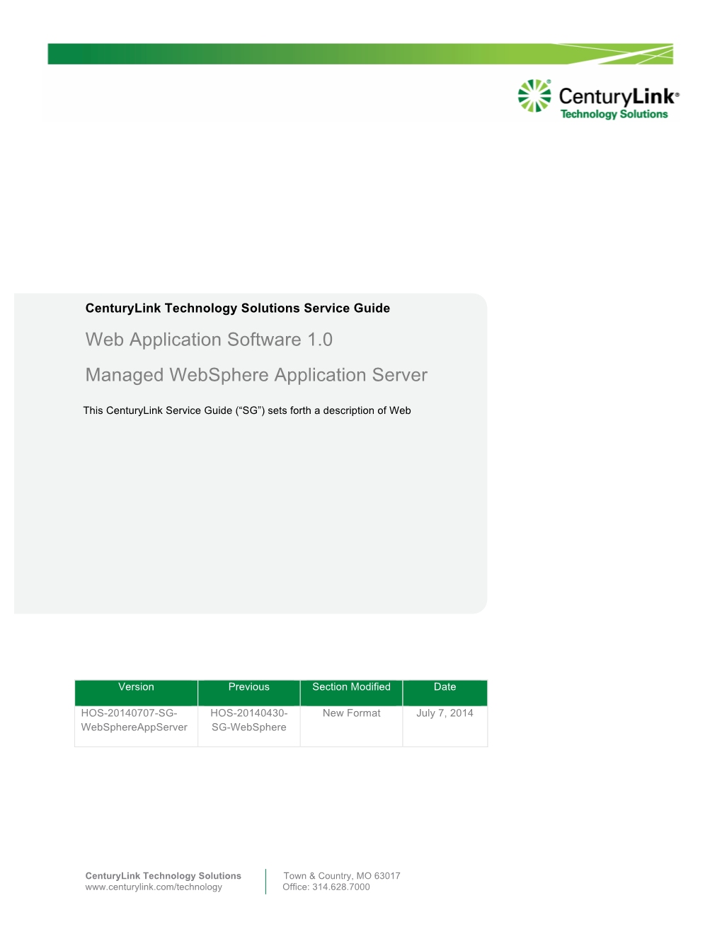 Web Application Software 1.0 Managed Websphere Application Server