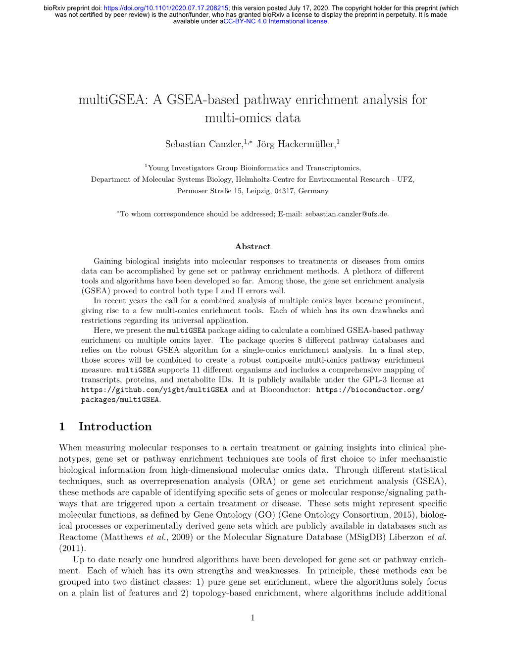 A GSEA-Based Pathway Enrichment Analysis for Multi-Omics Data