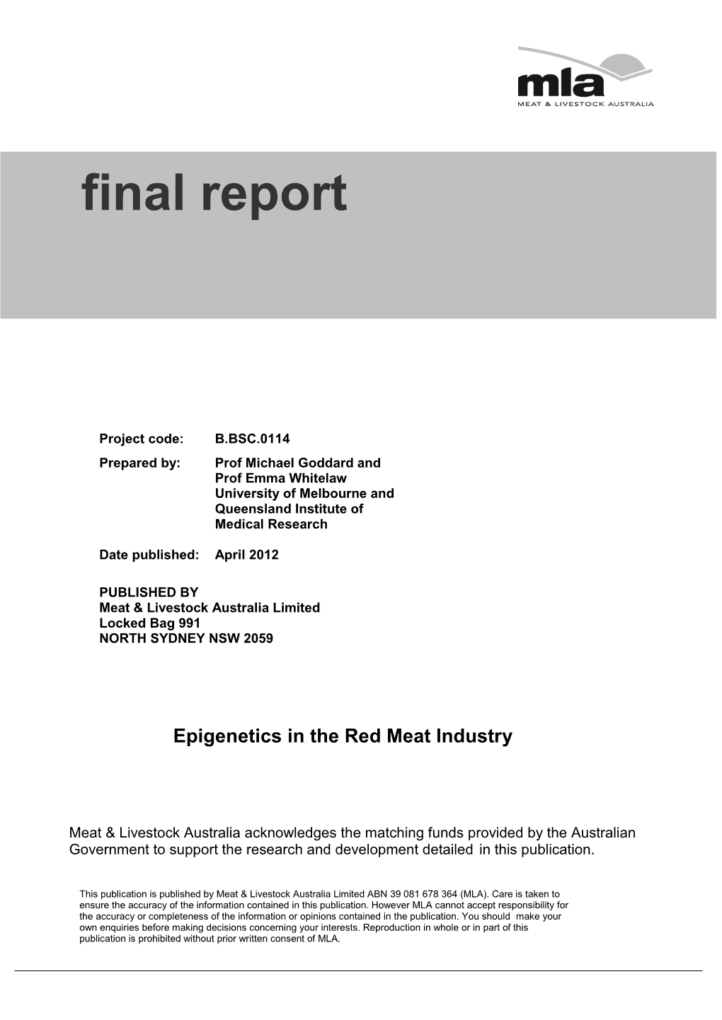 B.BSC.0114 Final Report