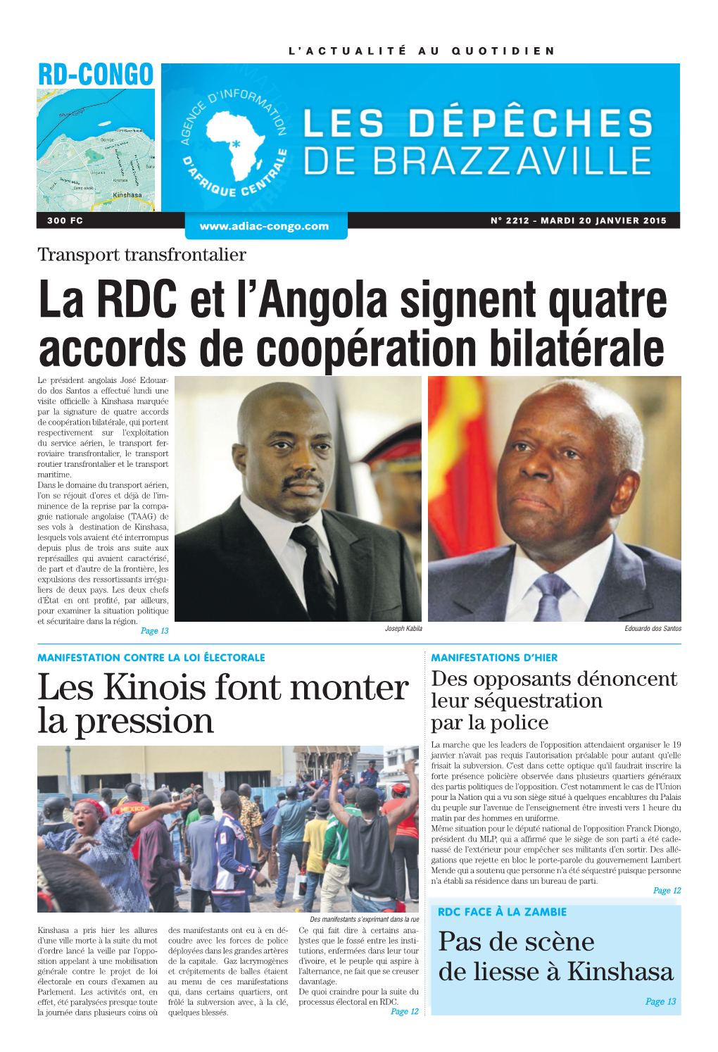 La RDC Et L'angola Signent Quatre Accords De Coopération Bilatérale