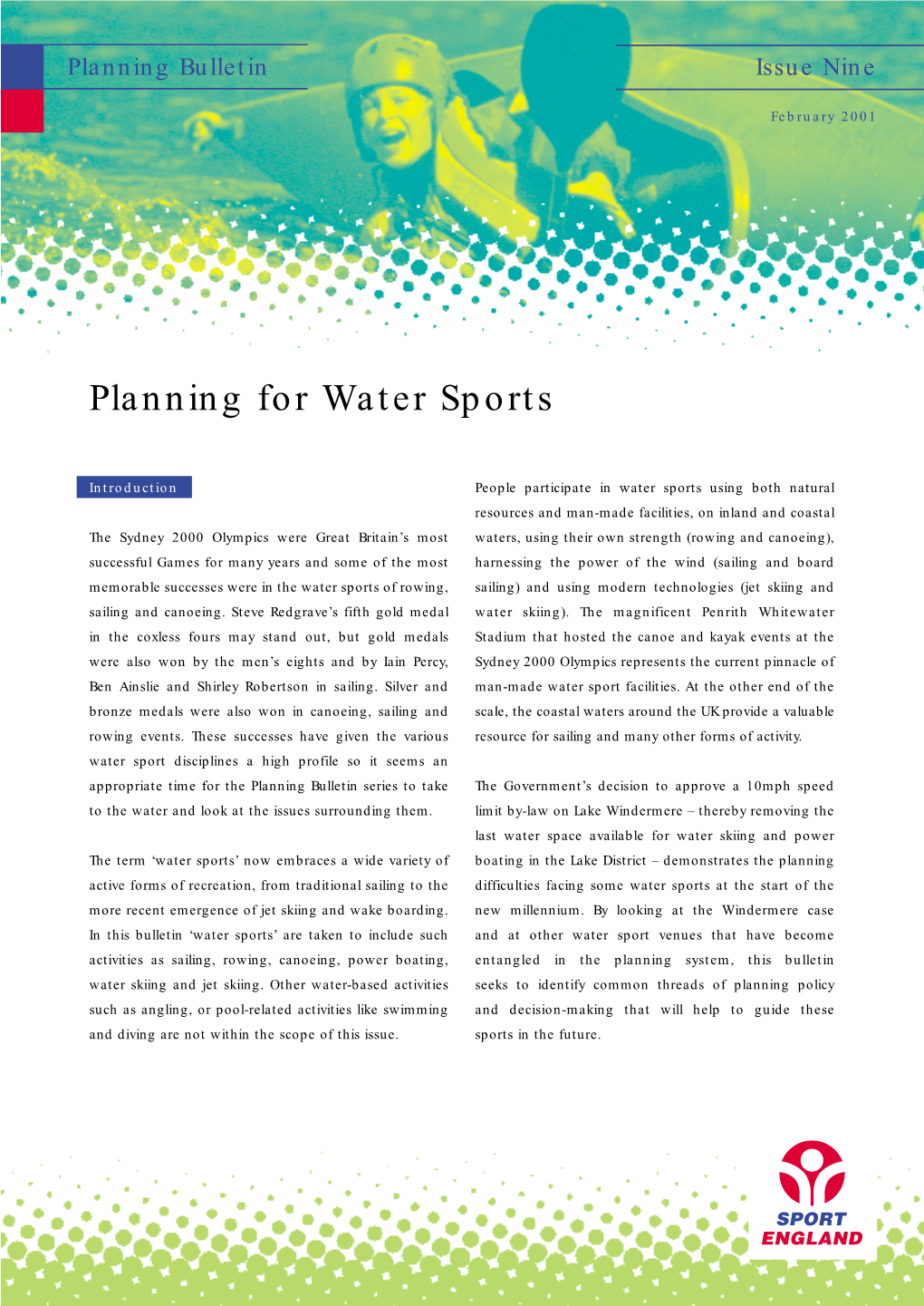 Planning Bulletin 9: Planning for Water Sports