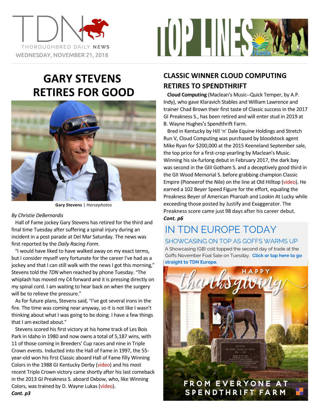 Gary Stevens Retires for Good Cont