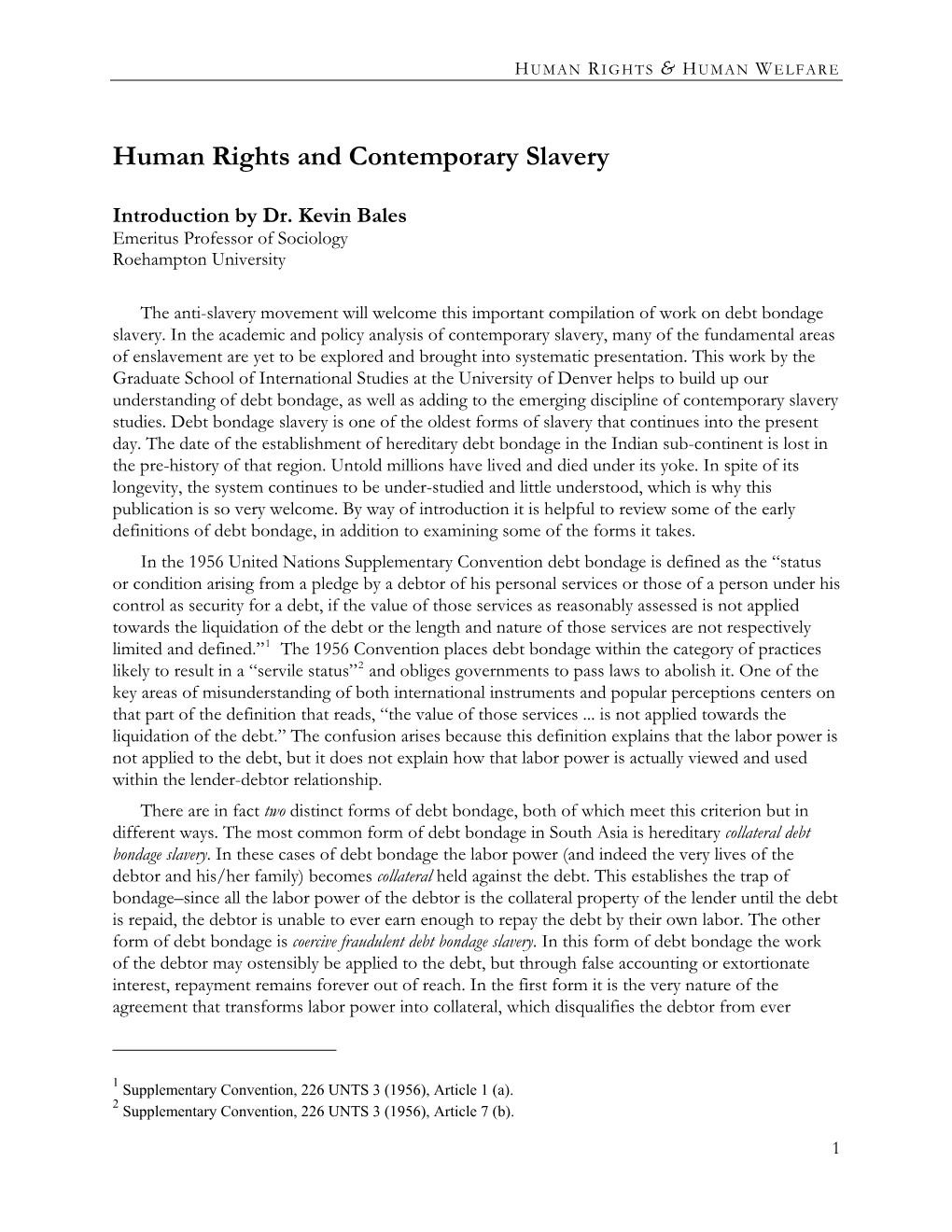 Human Rights and Contemporary Slavery