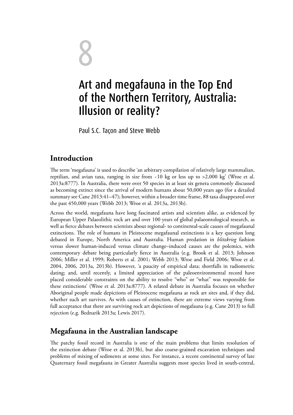 Art and Megafauna in the Top End of the Northern Territory, Australia: Illusion Or Reality?