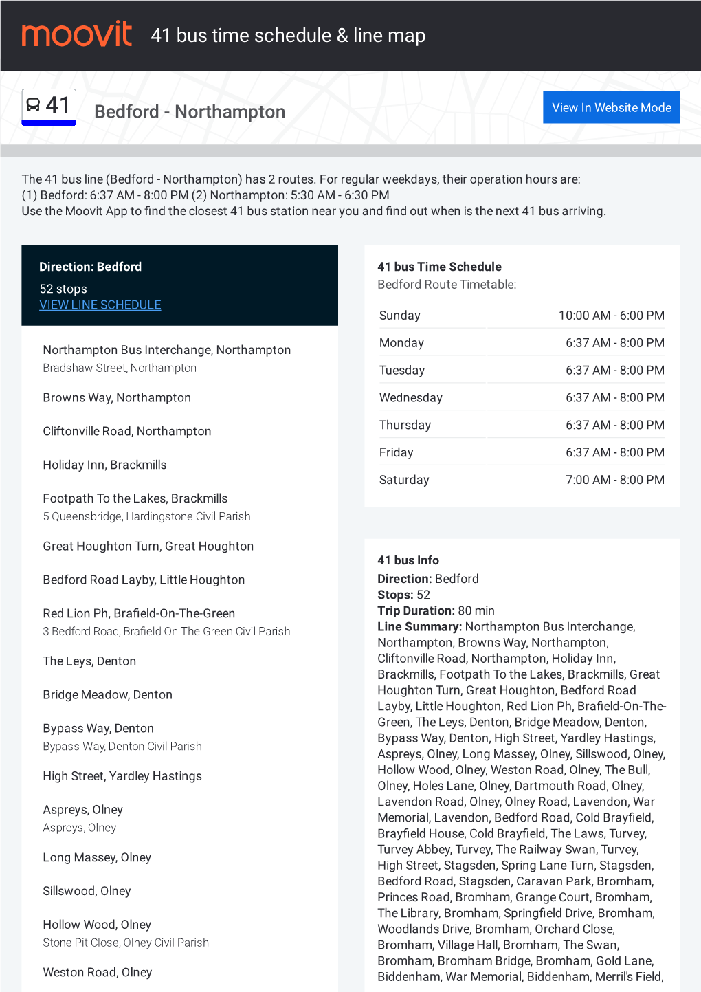 41 Bus Time Schedule & Line Route