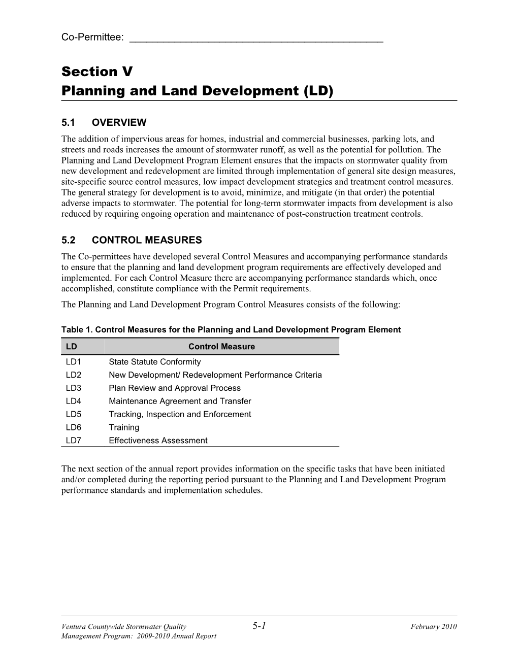 Section Vplanning and Land Development (LD)