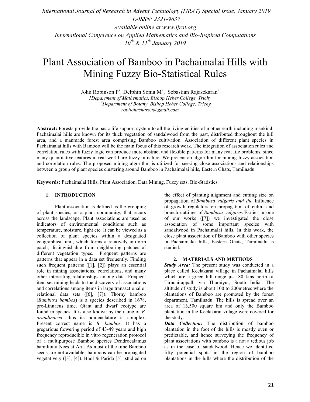 Plant Association of Bamboo in Pachaimalai Hills with Mining Fuzzy Bio-Statistical Rules