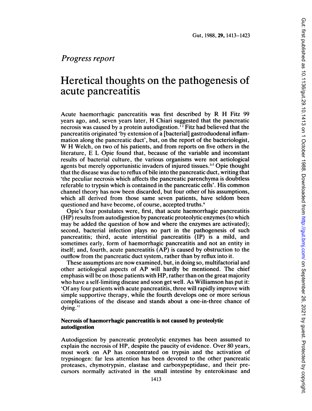 Heretical Thoughts on the Pathogenesis of Acute Pancreatitis