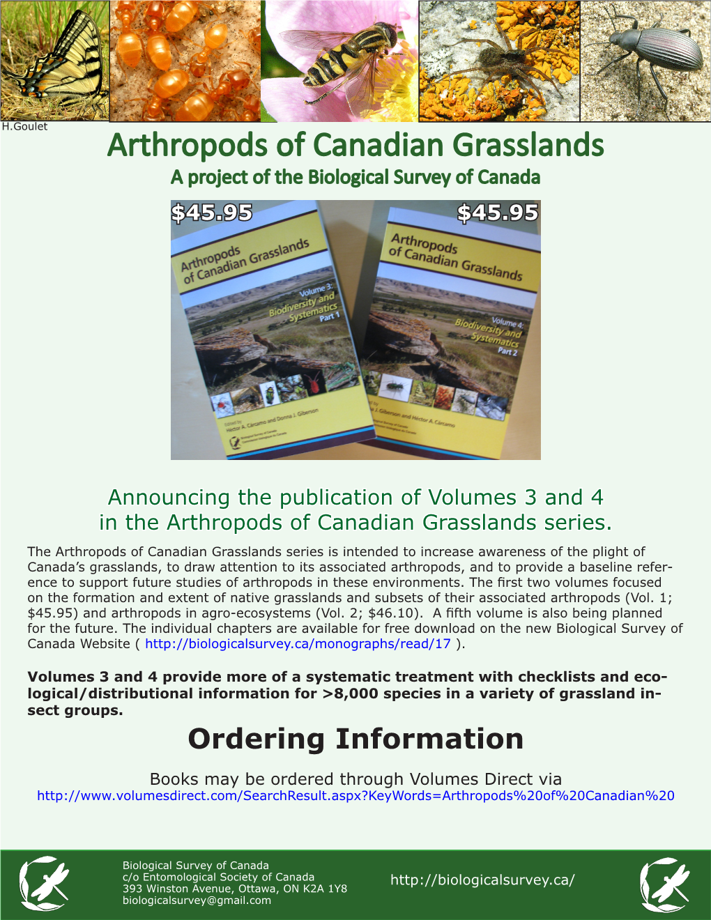 Arthropods of Canadian Grasslands a Project of the Biological Survey of Canada $45.95 $45.95