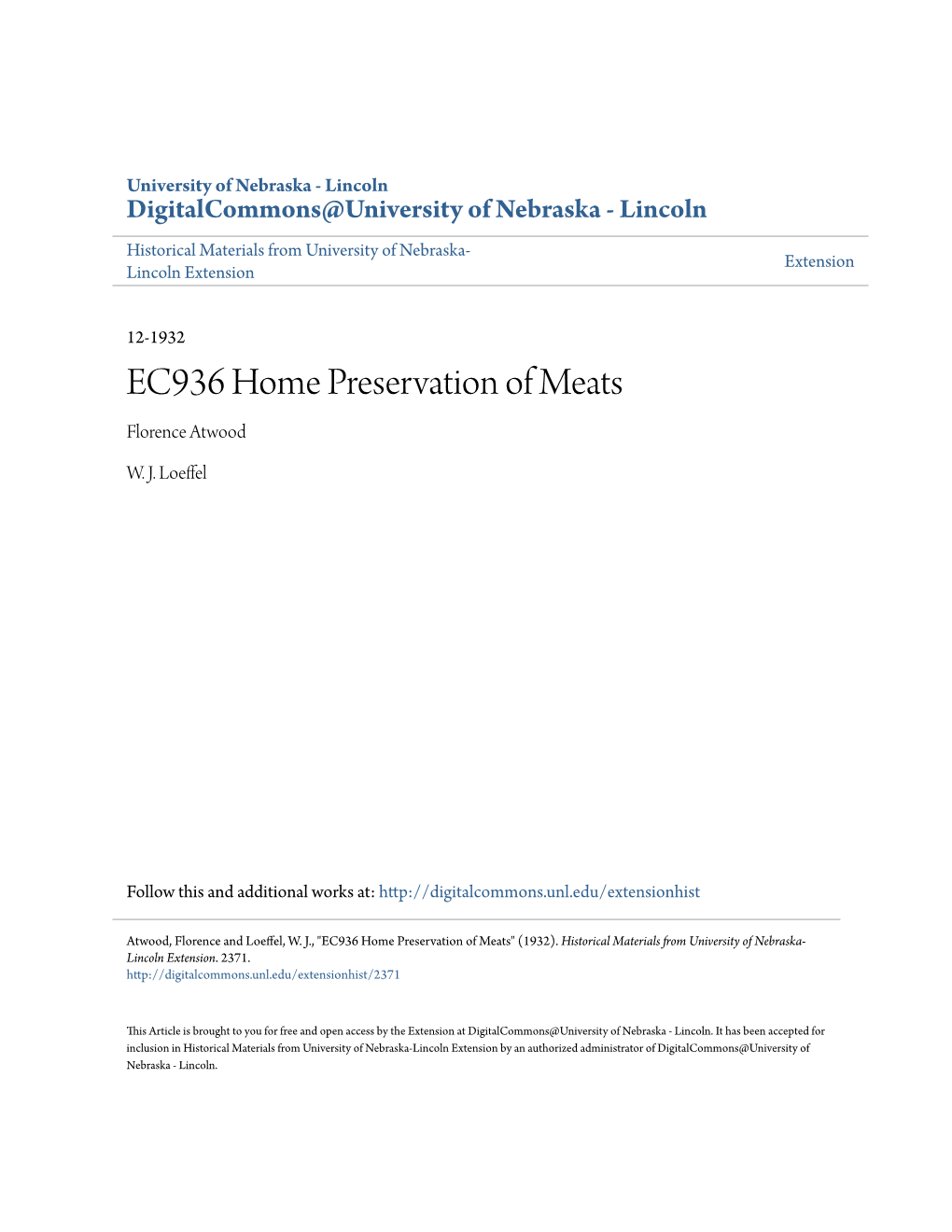 EC936 Home Preservation of Meats Florence Atwood