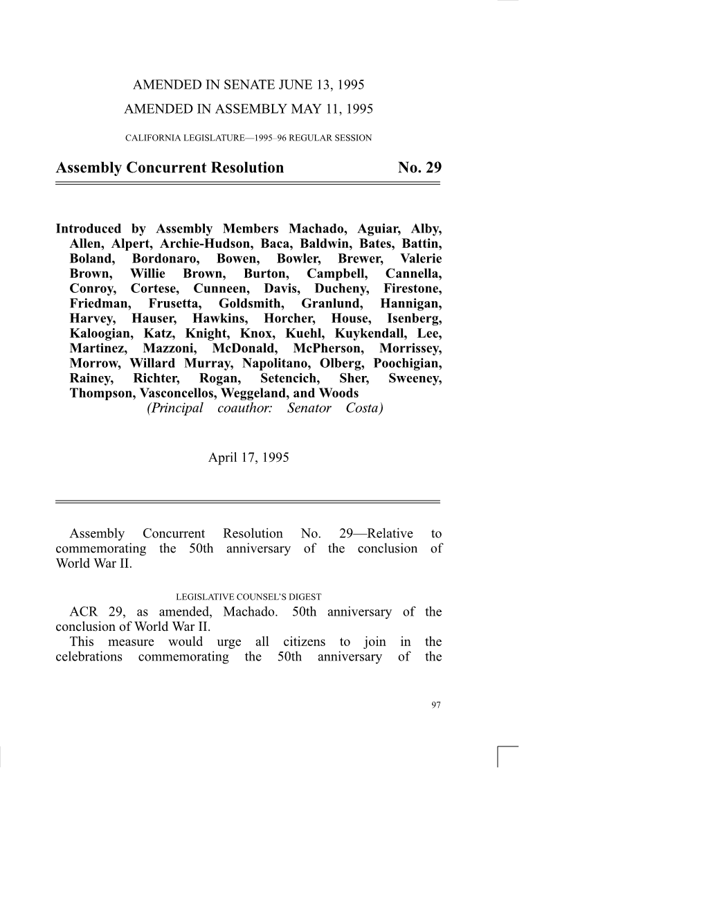 Assembly Concurrent Resolution No. 29