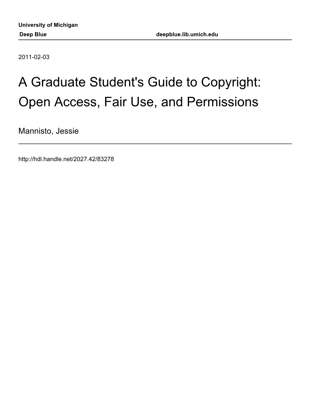 Open Access, Fair Use, and Permissions