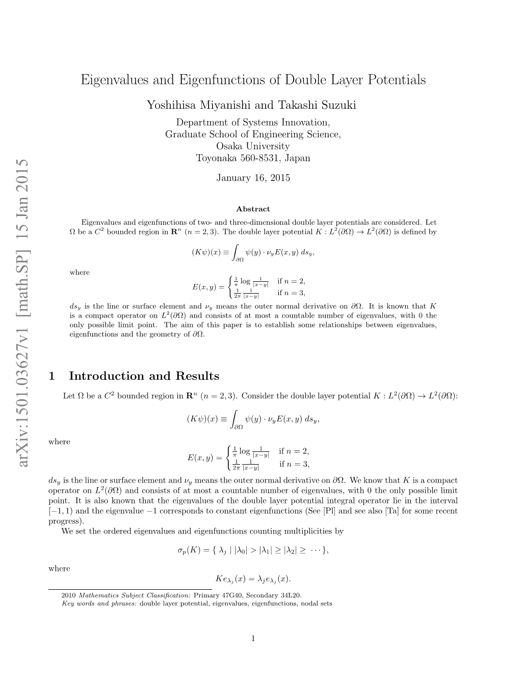 Eigenvalues and Eigenfunctions of Double Layer Potentials