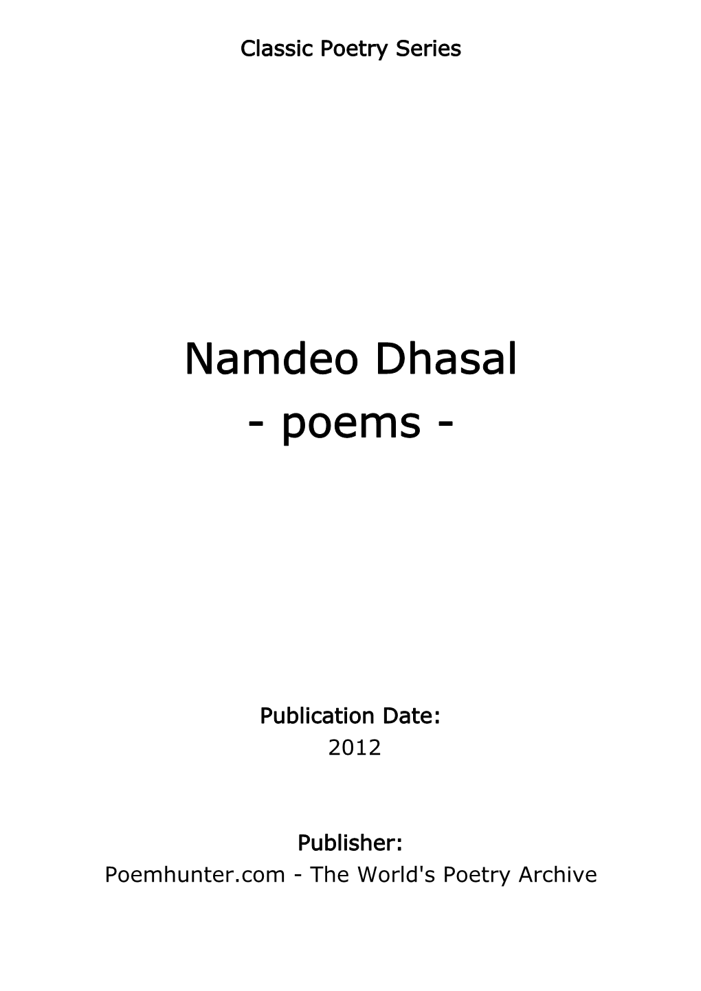Namdeo Dhasal - Poems
