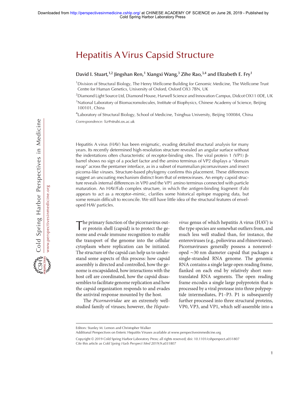 Hepatitis a Virus Capsid Structure