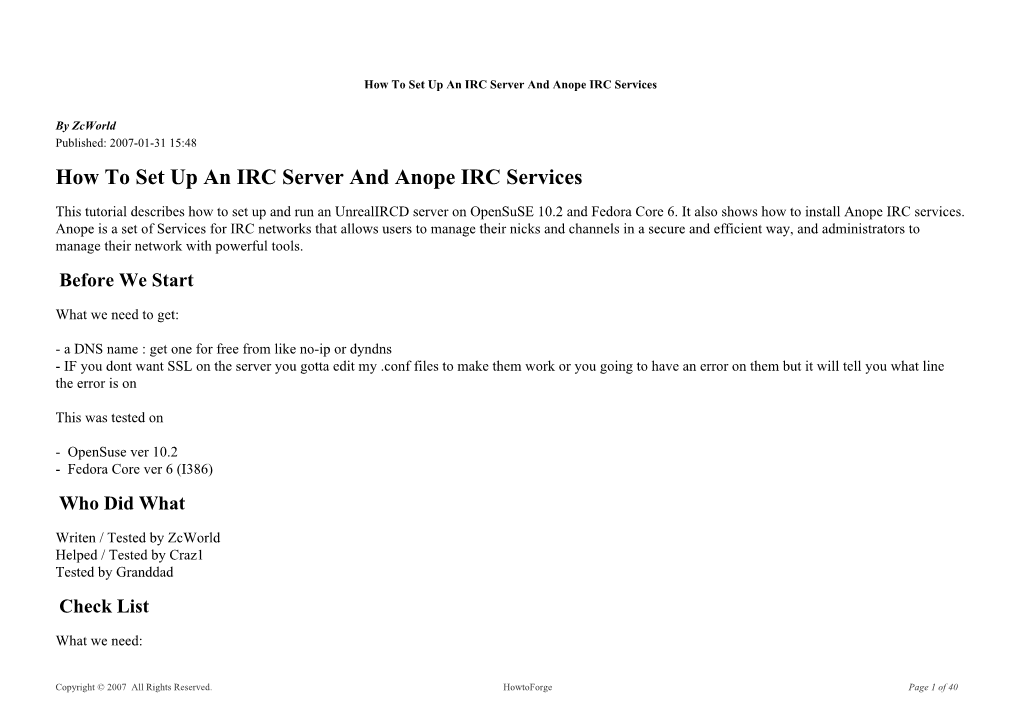 How to Set up an IRC Server and Anope IRC Services