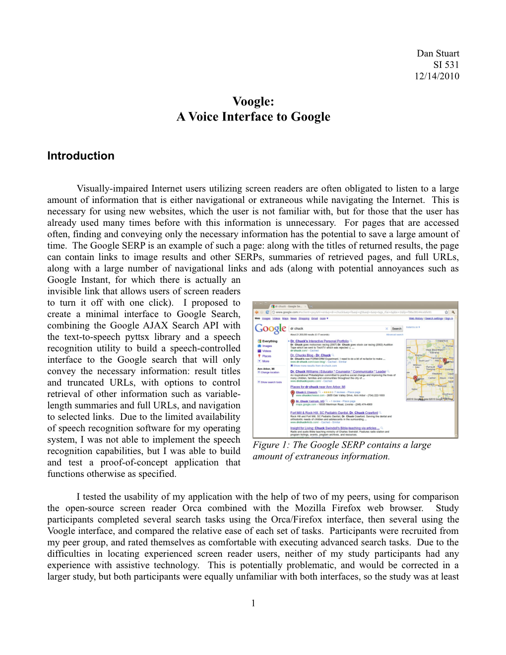Voogle: a Voice Interface to Google