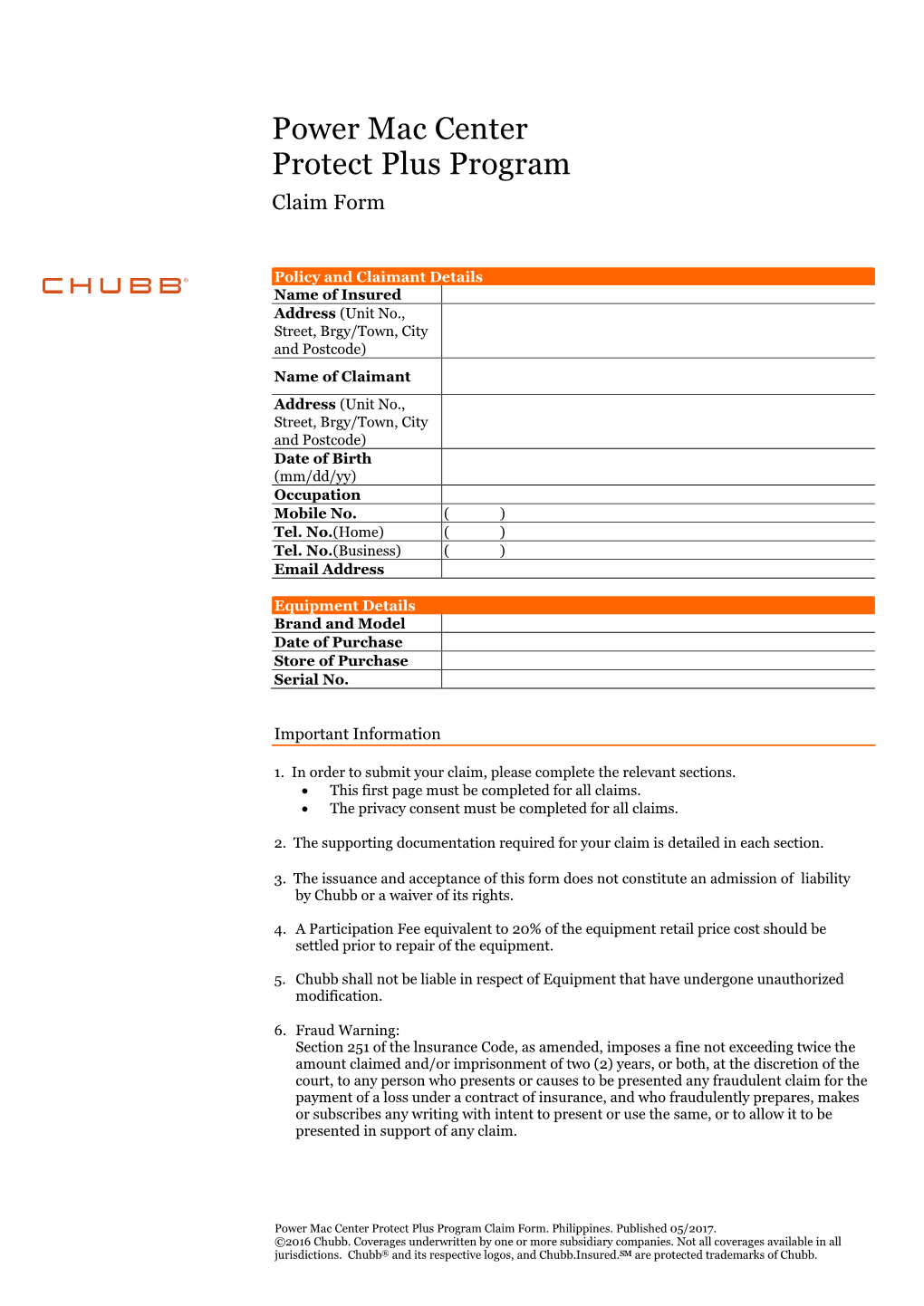 Power Mac Center Protect Plus Program Claim Form