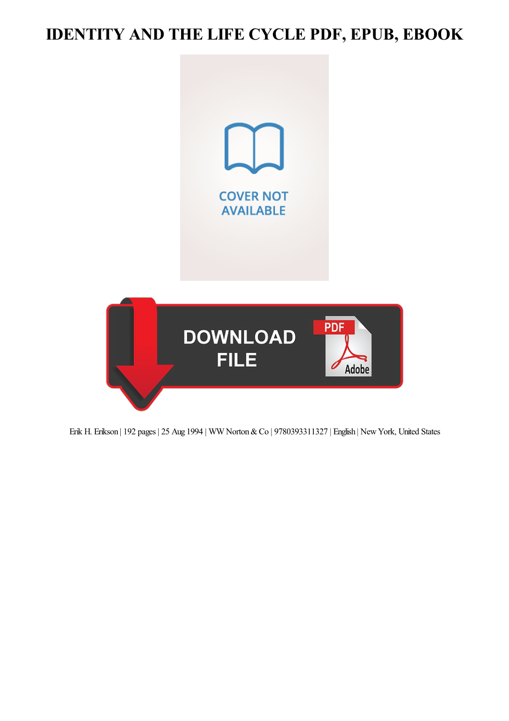 PDF Download Identity and the Life Cycle Ebook, Epub