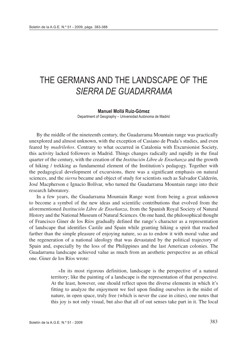 The Germans and the Landscape of the Sierra De Guadarrama