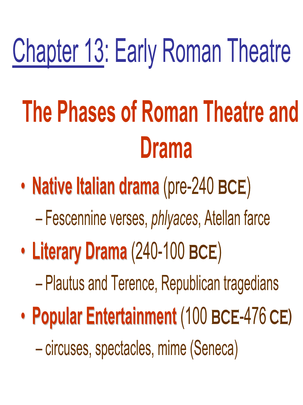 Early Roman Drama and Theatre