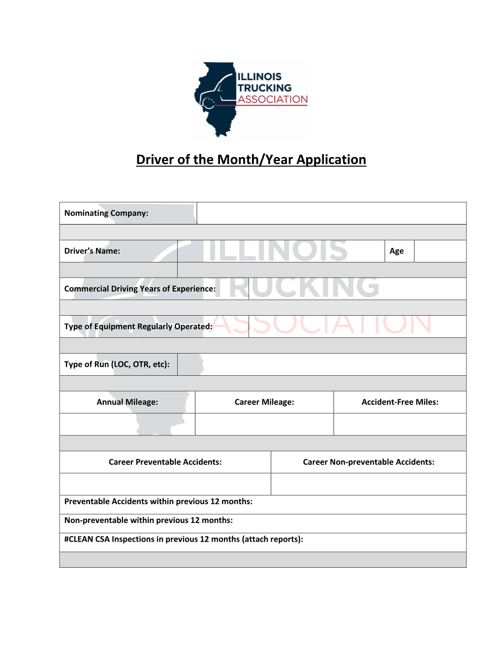 Driver of the Month/Year Application