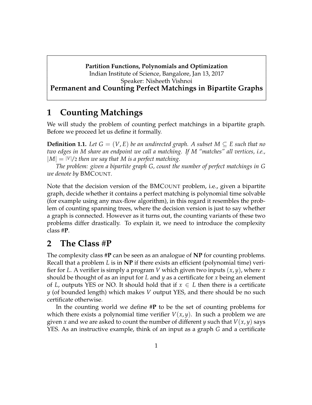 Permanent and Counting Perfect Matchings in Bipartite Graphs