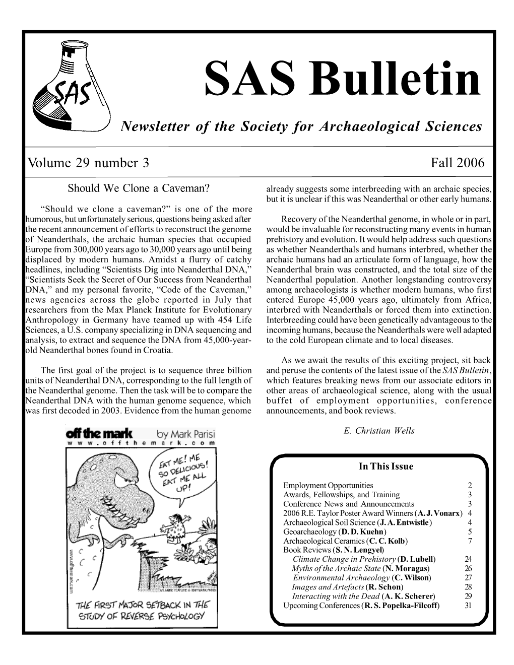 SAS Bulletin Newsletter of the Society for Archaeological Sciences