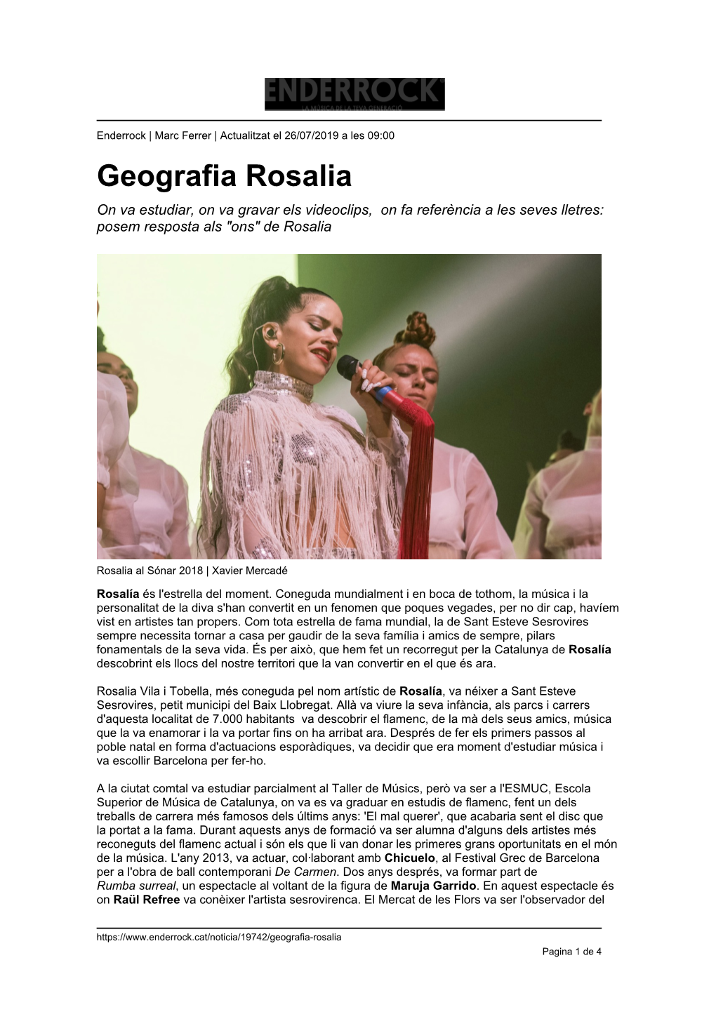 Geografia Rosalia on Va Estudiar, on Va Gravar Els Videoclips, on Fa Referència a Les Seves Lletres: Posem Resposta Als "Ons" De Rosalia