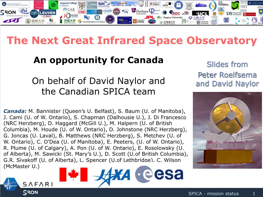 SPICA: the Next Great Infrared Space Observatory