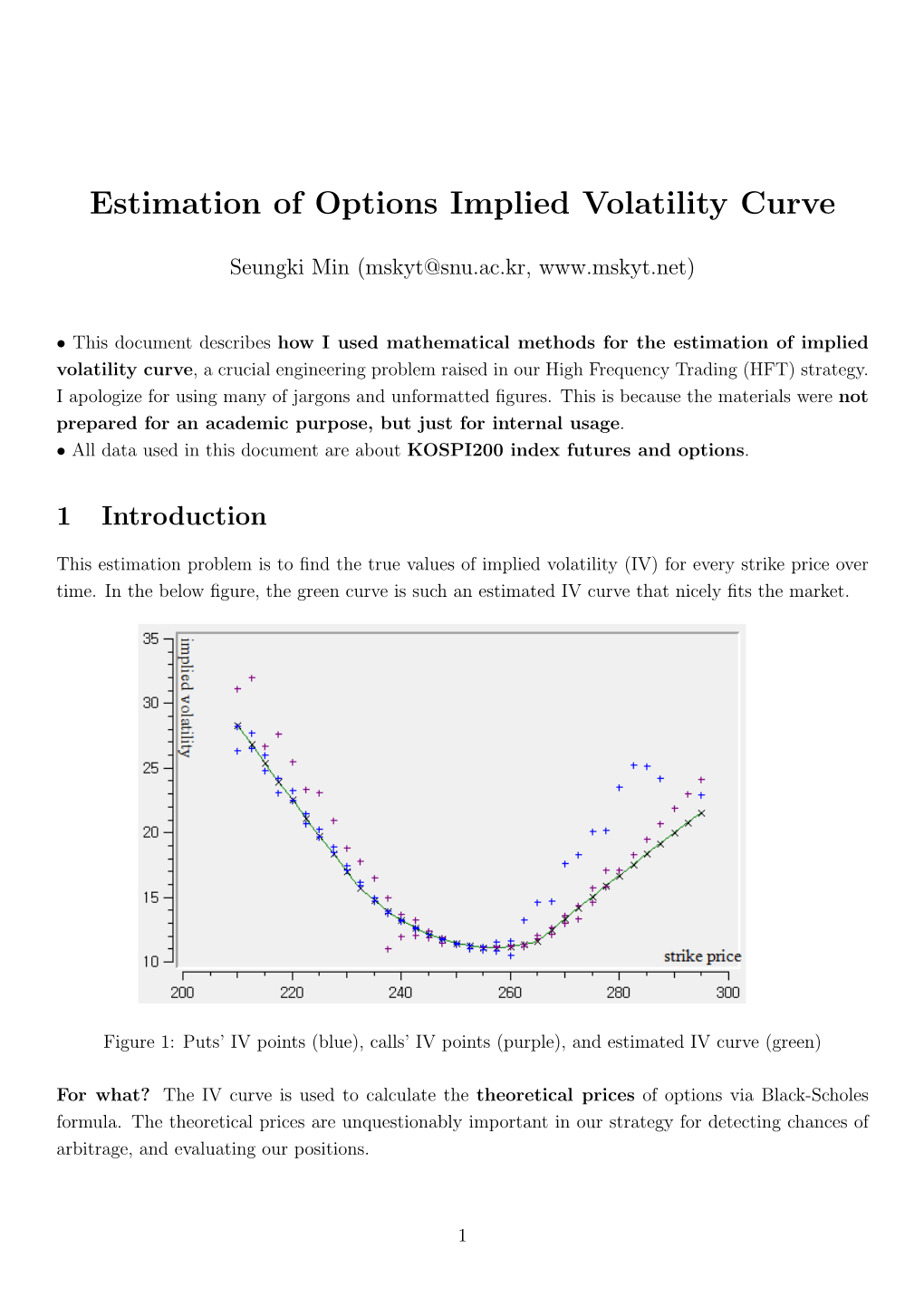 Estimation of Options Implied Volatility Curve