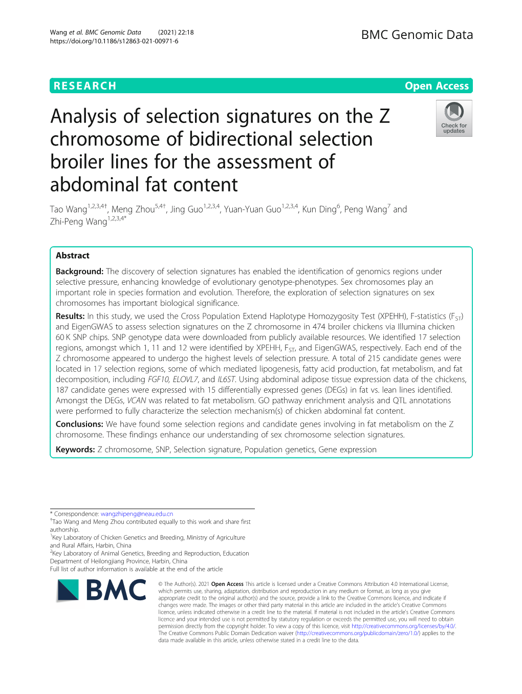 Analysis of Selection Signatures on the Z Chromosome of Bidirectional