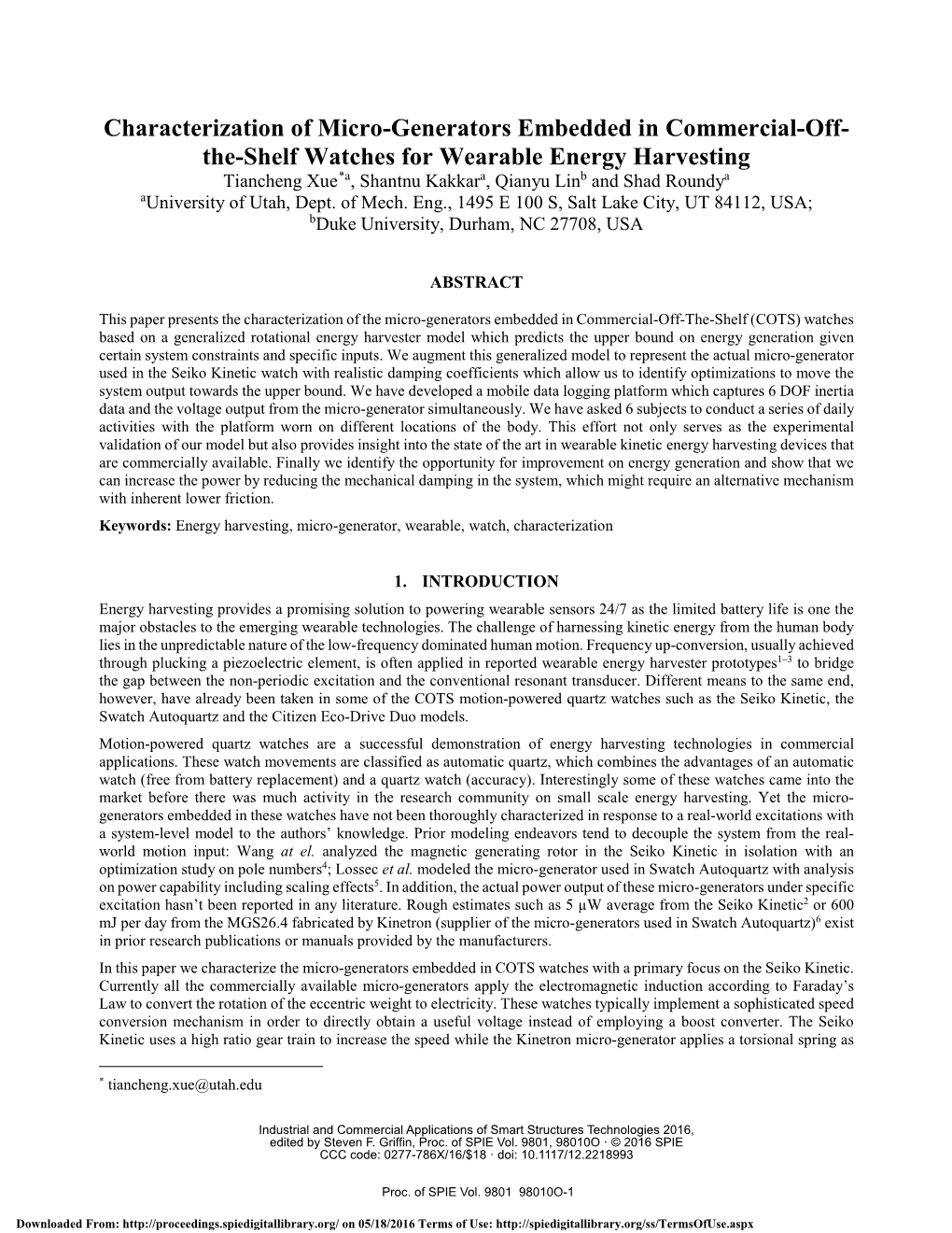 Characterization of Micro-Generators Embedded in Commercial-Off-The