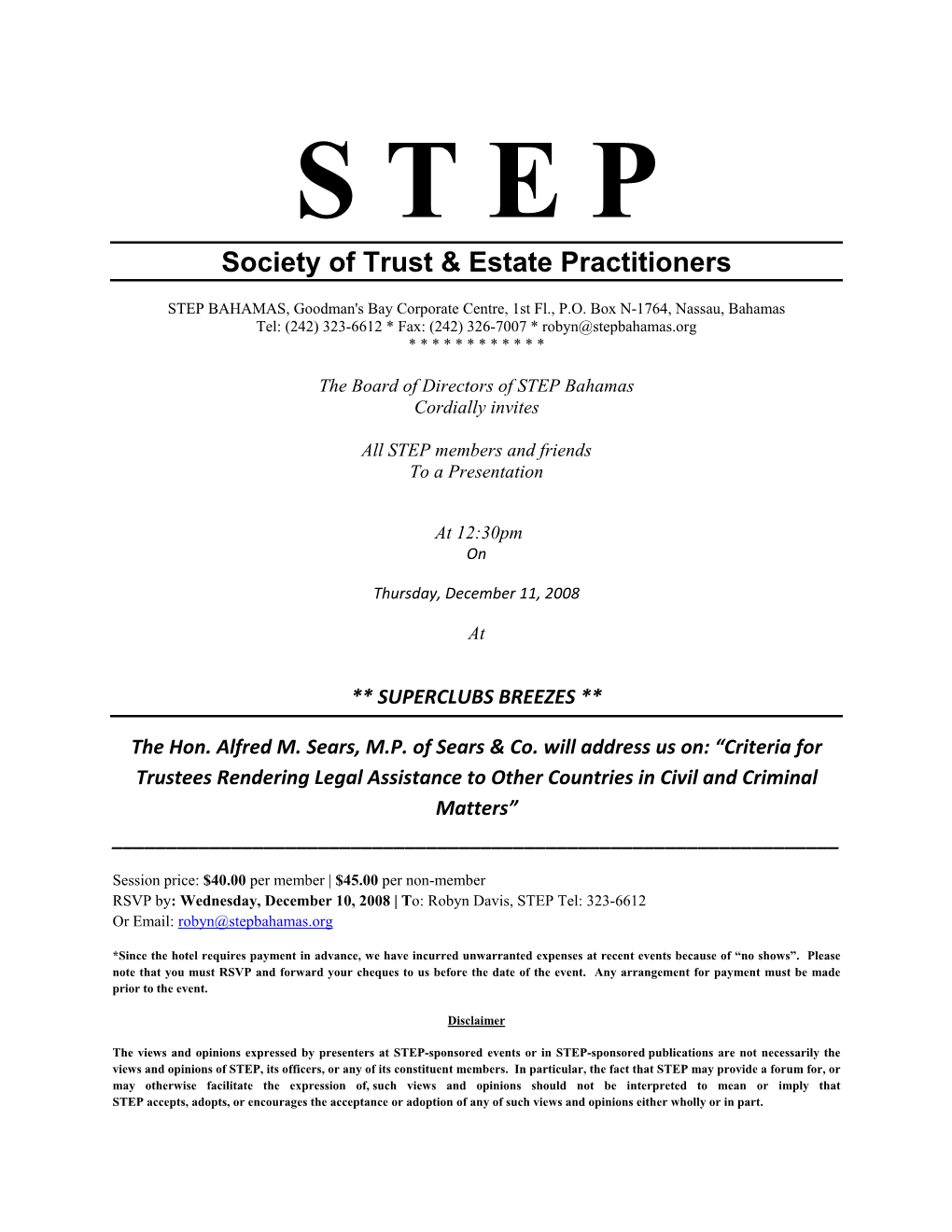 STEP BAHAMAS, Goodman's Bay Corporate Centre, 1St Fl., P.O