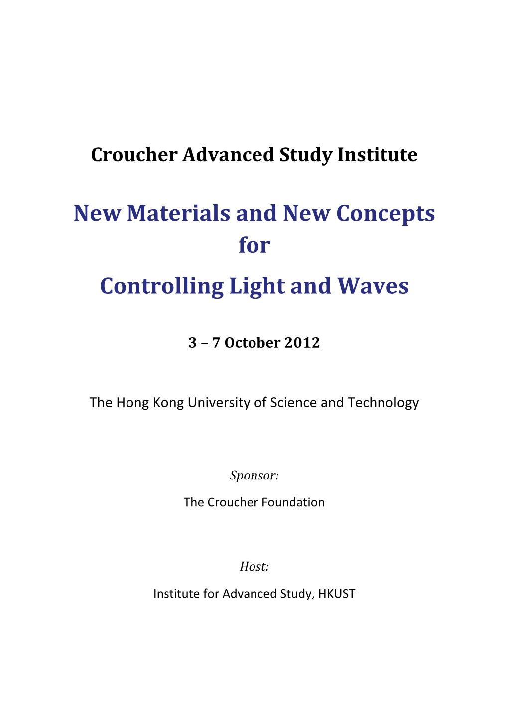 New Materials and New Concepts for Controlling Light and Waves