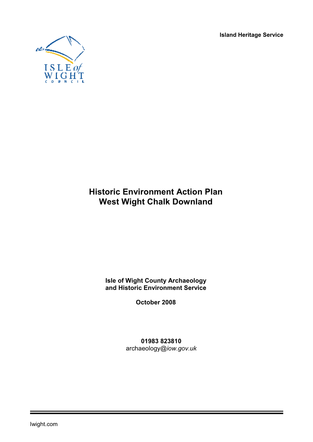 Historic Environment Action Plan West Wight Chalk Downland