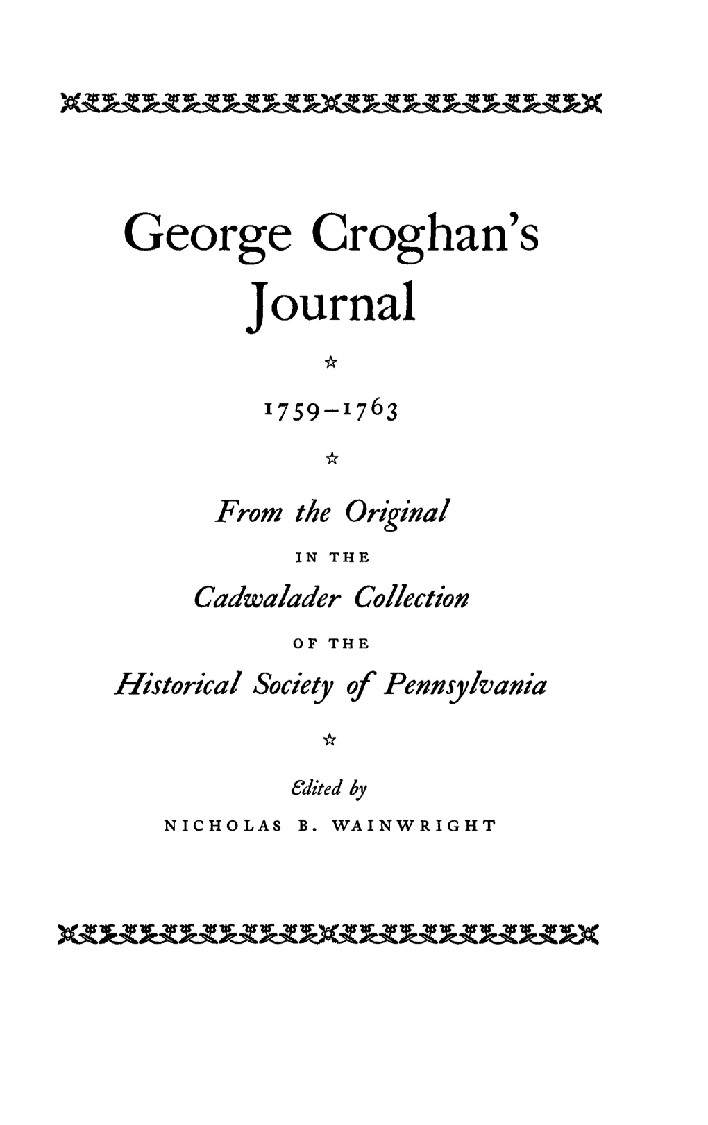 George Croghan's Journal