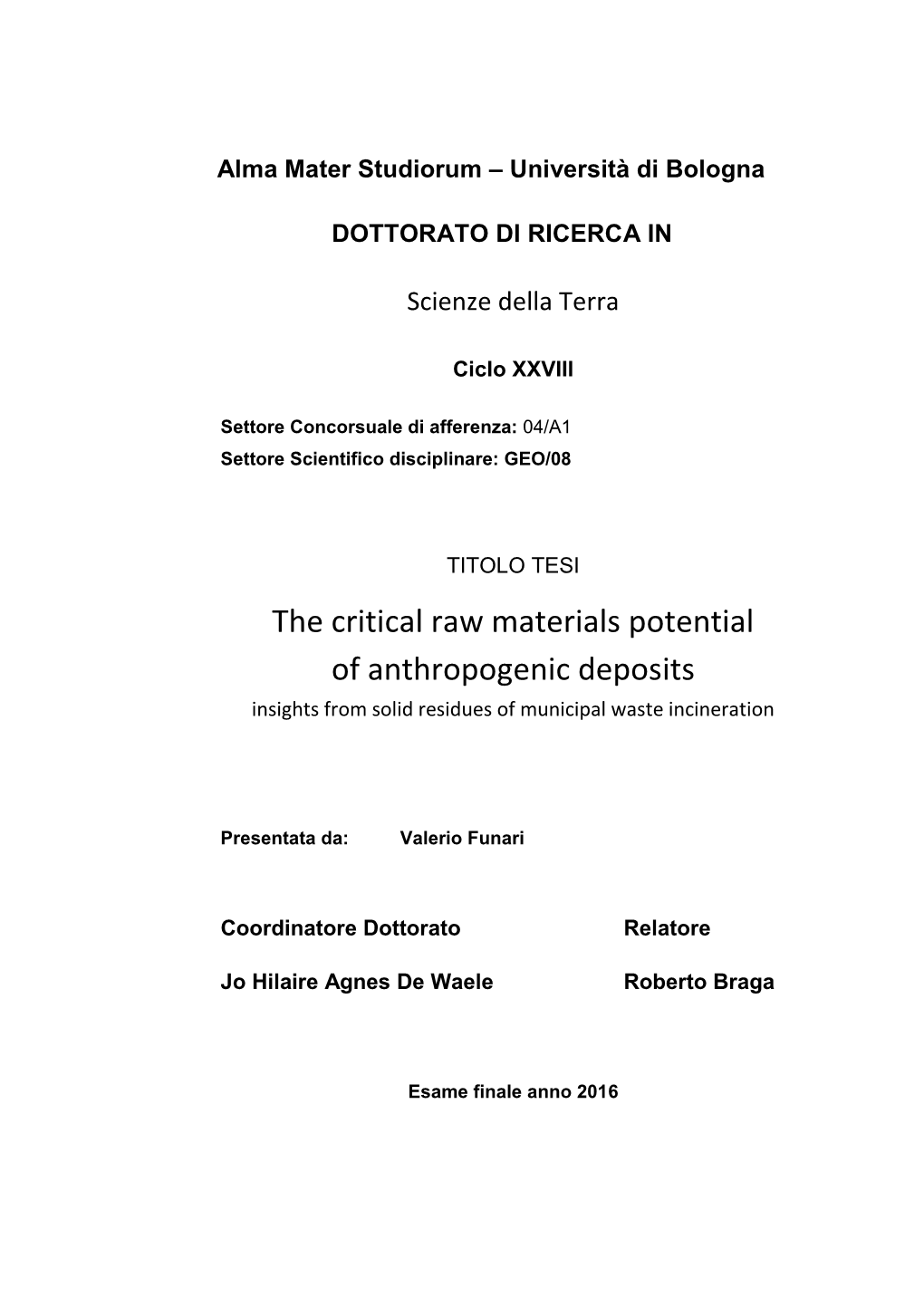 The Critical Raw Materials Potential of Anthropogenic Deposits Insights from Solid Residues of Municipal Waste Incineration