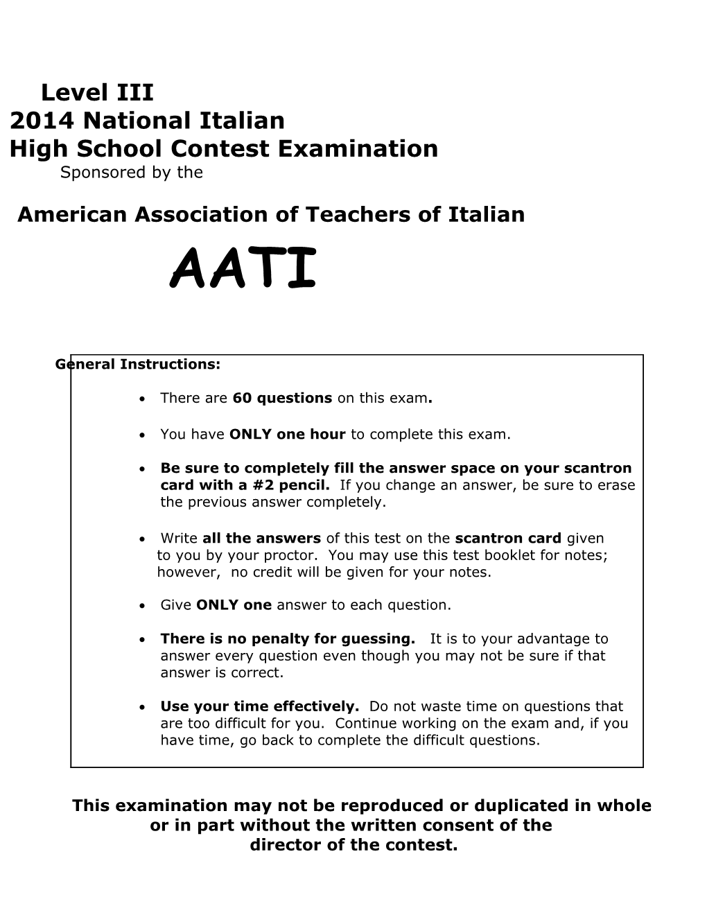 National Italian Examination