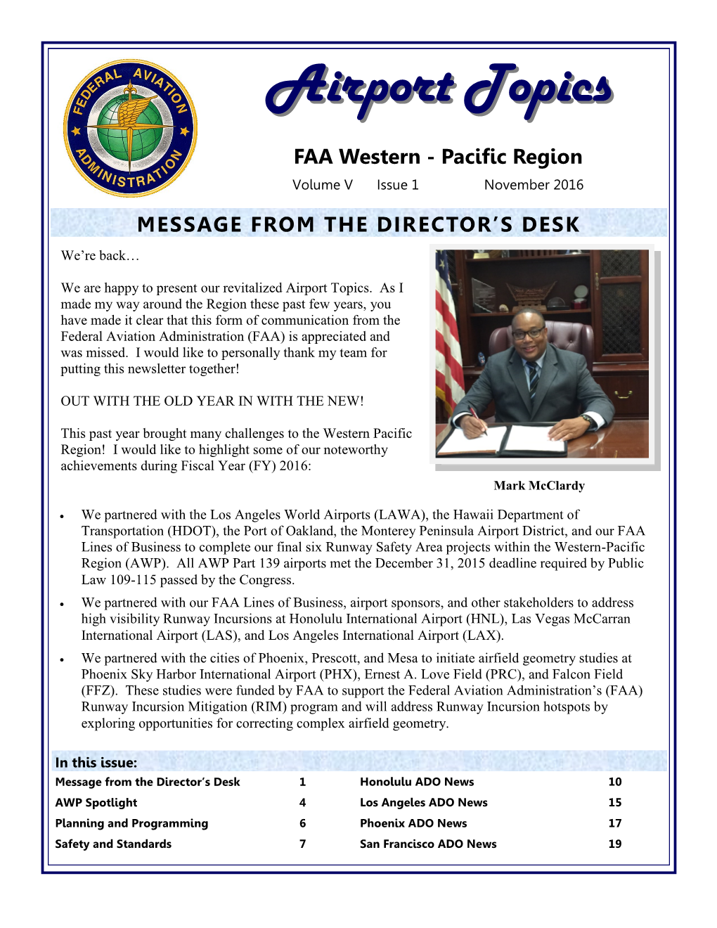 Airport Topics Western-Pacific Region Newsletter, November 2016