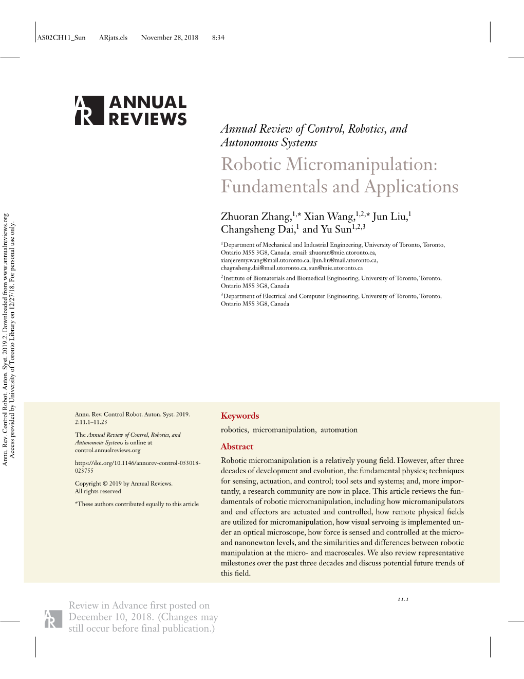Robotic Micromanipulation: Fundamentals and Applications