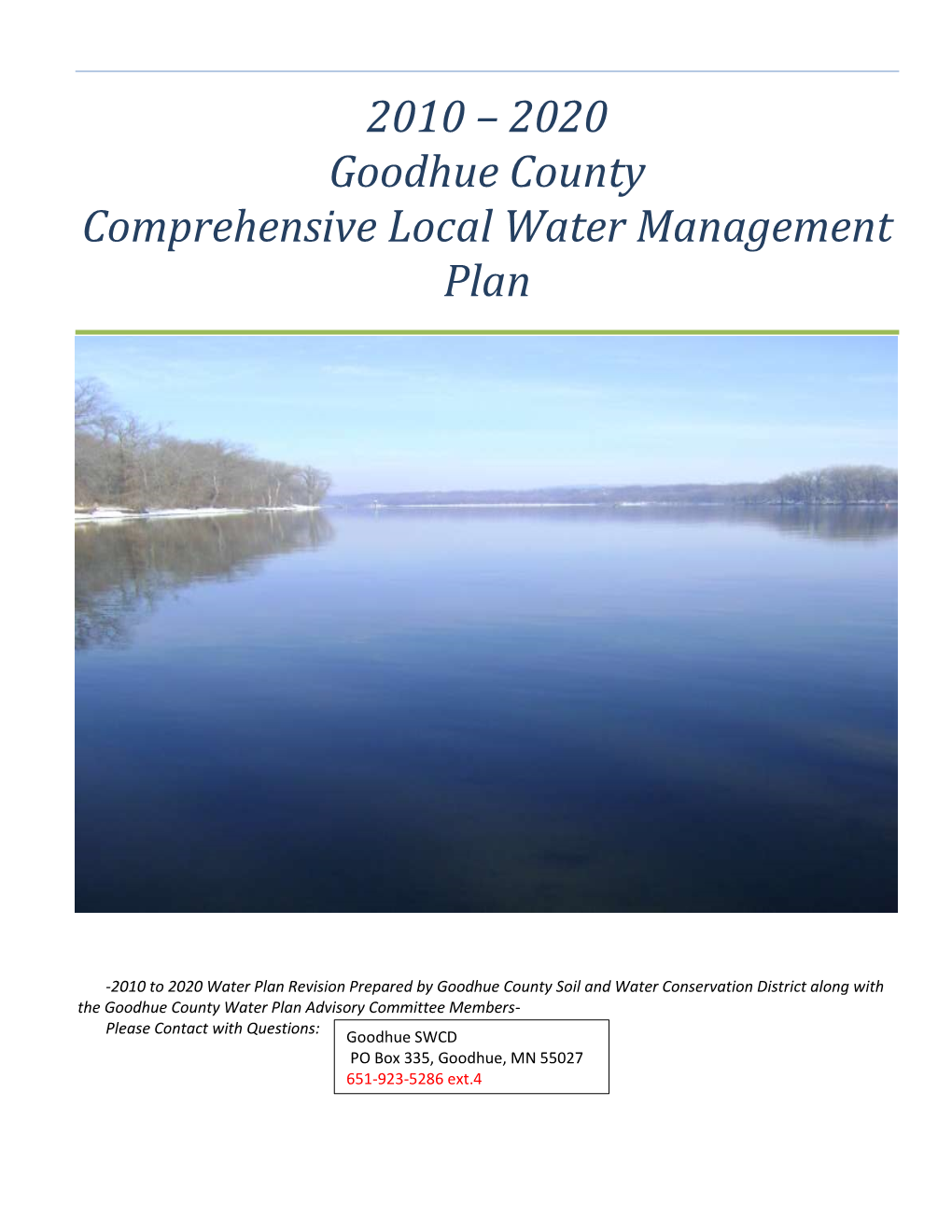 2010 – 2020 Goodhue County Comprehensive Local Water Management Plan