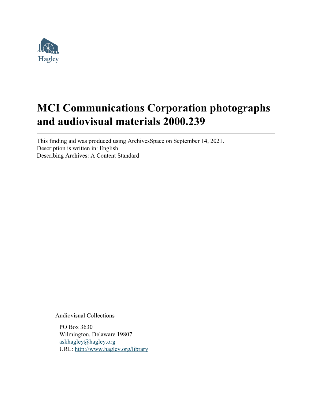 MCI Communications Corporation Photographs and Audiovisual Materials 2000.239