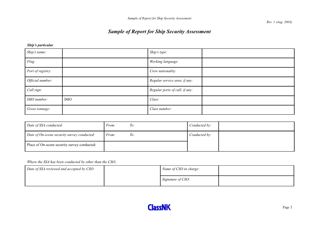 Steps of Ship Security Assessment