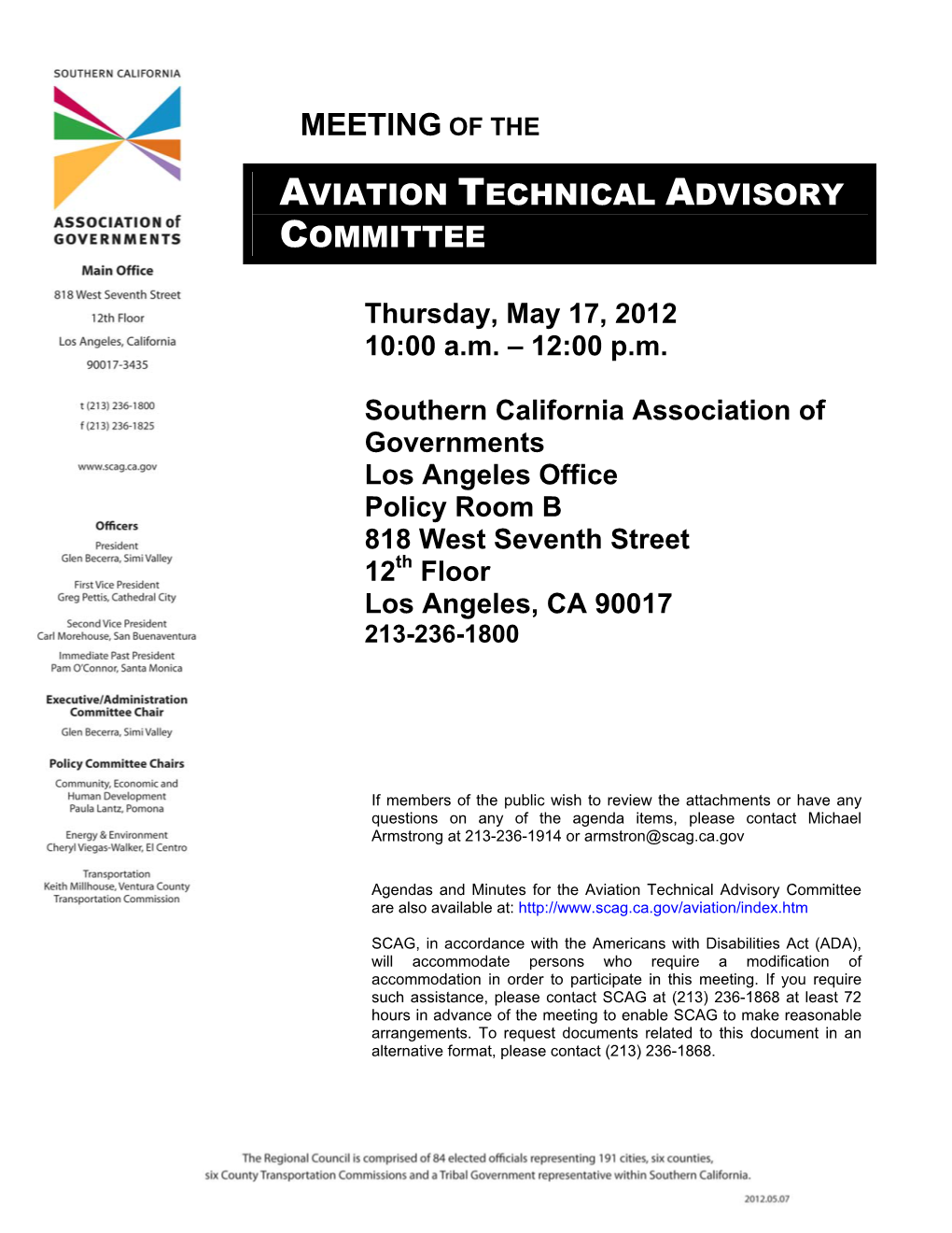 Aviation Technical Advisory Committee May 17, 2012 Full