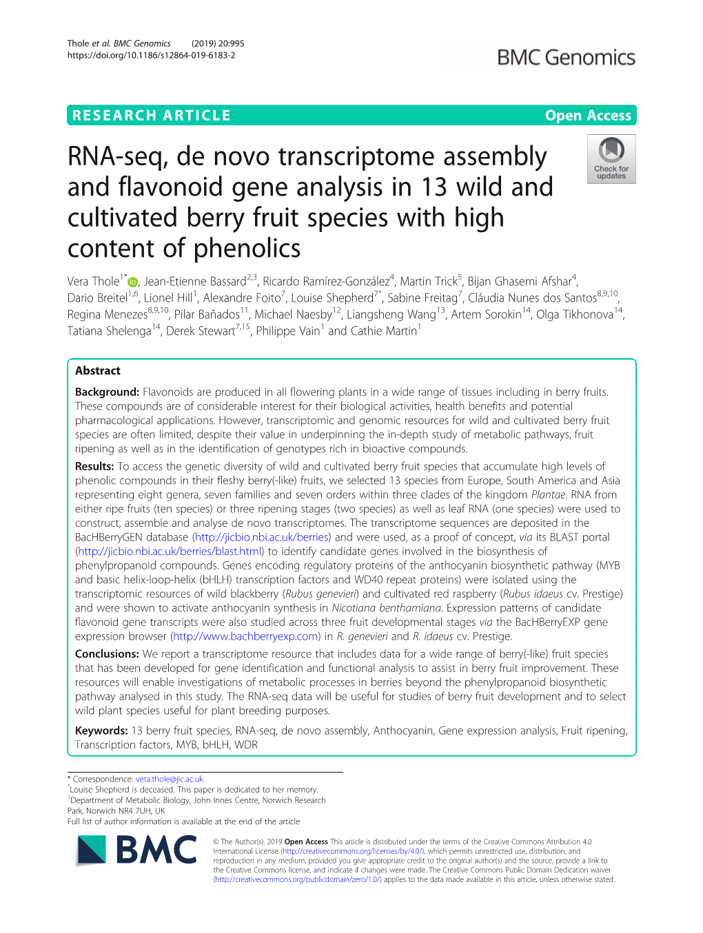 RNA-Seq, De Novo Transcriptome Assembly and Flavonoid Gene