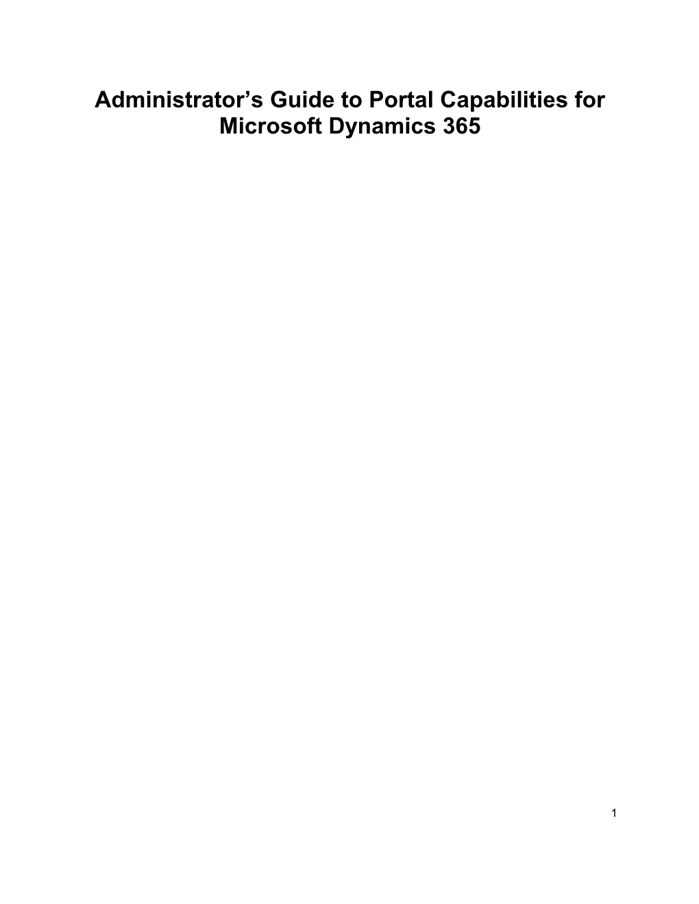 Administrator's Guide to Portal Capabilities for Microsoft Dynamics