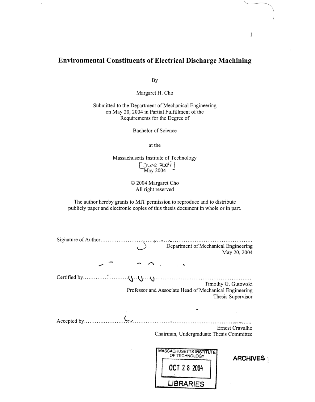 Environmental Constituents of Electrical Discharge Machining