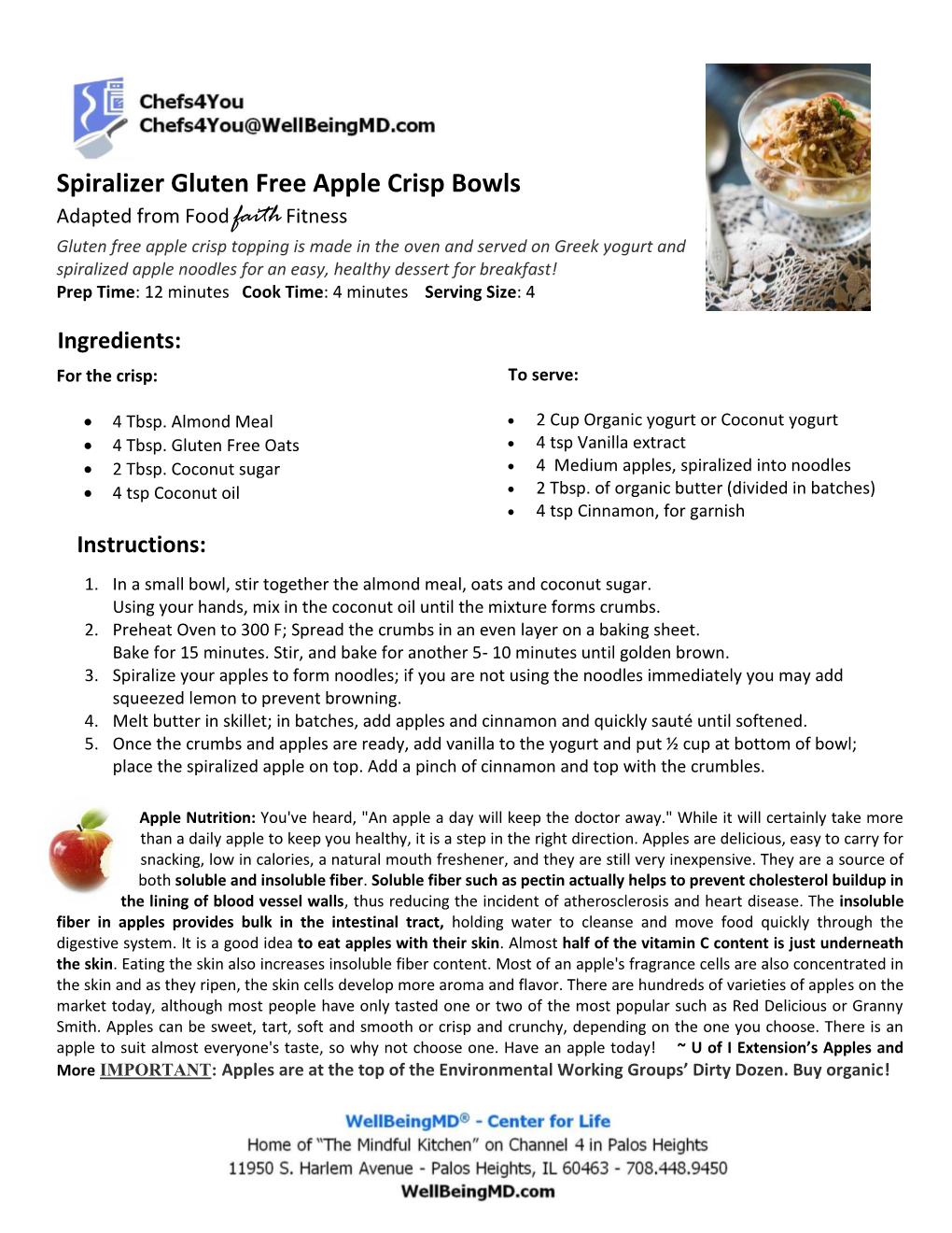 Spiralizer Gluten Free Apple Crisp Bowls