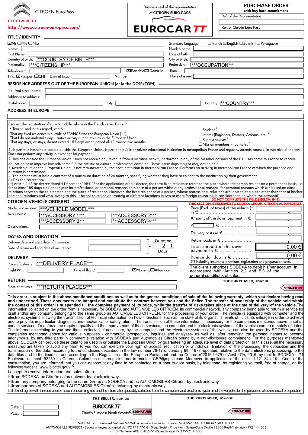 Purchase Order Eurocar Tt